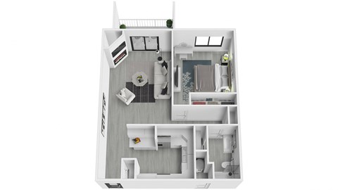 Floor plan for 1 bed, 1 bath, 1034 sqft